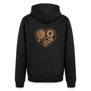 Steampunk heart with gears - Unisex Premium Organic Zip Hoodie - black - Back - Nico (187cm)