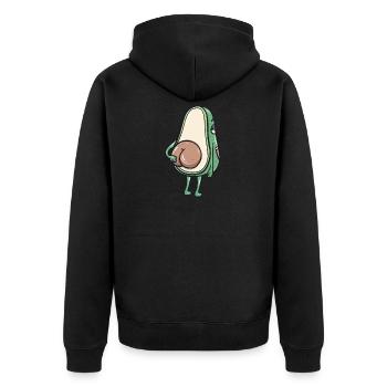 Lustiges Avocado-Hintern-Kleid - niedliches veganes Geschenk - Unisex Premium Bio Zip Hoodie - Schwarz - Hinten - Nico (187cm)