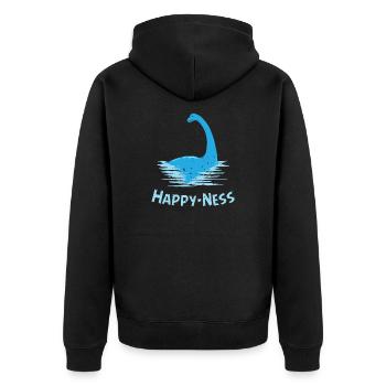 Schottland Ungeheuer von Loch Ness Happy-Ness - Unisex Premium Bio Zip Hoodie - Schwarz - Hinten - Nico (187cm)