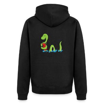 Schottland Ungeheuer Loch Ness Nessie Dudelsack - Unisex Premium Bio Zip Hoodie - Schwarz - Hinten - Nico (187cm)