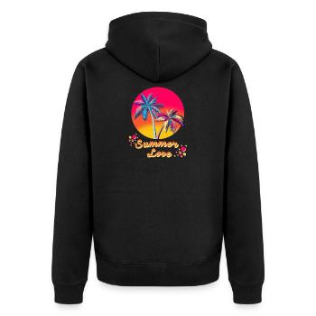 Summer, sun, beach, vacation, gift - Unisex Premium Organic Zip Hoodie - black - Back - Nico (187cm)