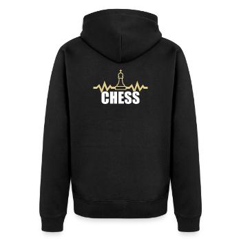 Schach - Unisex Premium Bio Zip Hoodie - Schwarz - Hinten - Nico (187cm)