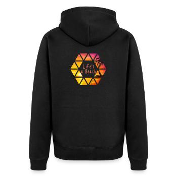 Strand - Unisex Premium Bio Zip Hoodie - Schwarz - Hinten - Nico (187cm)