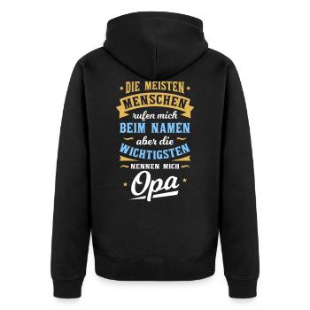 Die wichtigsten Menschen nennen mich Opa - Unisex Premium Bio Zip Hoodie - Schwarz - Hinten - Nico (187cm)