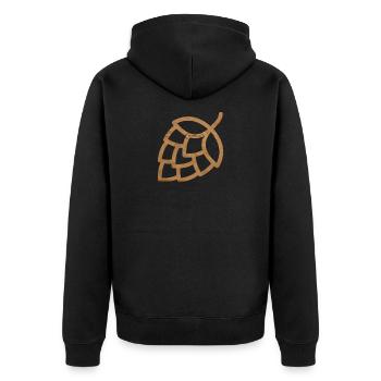 Hopfen - Unisex Premium Bio Zip Hoodie - Schwarz - Hinten - Nico (187cm)