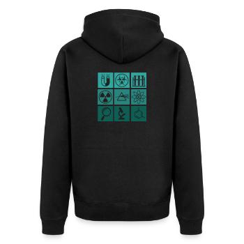 Wissenschaft - Unisex Premium Bio Zip Hoodie - Schwarz - Hinten - Nico (187cm)
