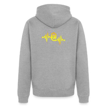 Social media - Unisex Premium Organic Zip Hoodie - heather grey - Back - Nico (187cm)
