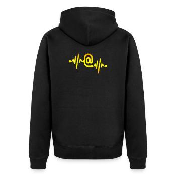 Soziale Medien - Unisex Premium Bio Zip Hoodie - Schwarz - Hinten - Nico (187cm)