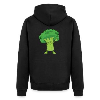 Dabbing Brokkoli, Gemüse, Vegetarisch, - Unisex Premium Bio Zip Hoodie - Schwarz - Hinten - Nico (187cm)