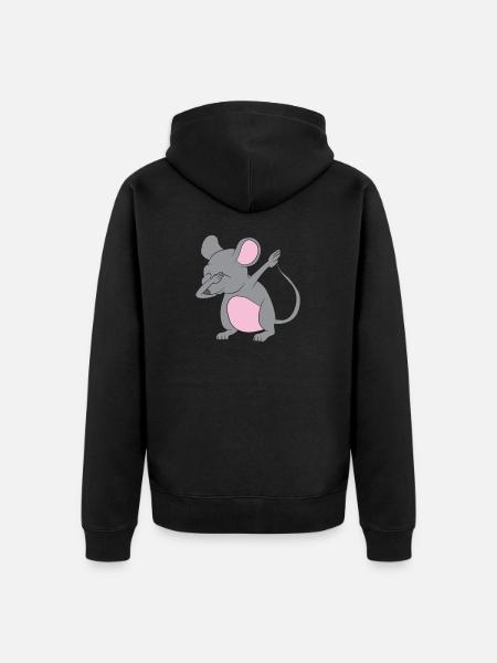 Dabbing rat / mouse - Unisex Premium Organic Zip Hoodie - black