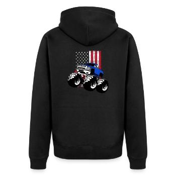 US Flagge Monster Truck Geschenk | Monstertruck - Unisex Premium Bio Zip Hoodie - Schwarz - Hinten - Nico (187cm)