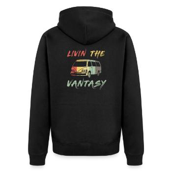 Retro Campervan Vintage Caravan Camping Van - Veste à capuche bio Premium Unisexe - noir - Dos - Nico (187cm)