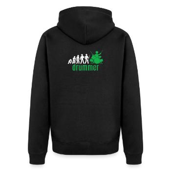 Drummer - Unisex Premium Bio Zip Hoodie - Schwarz - Hinten - Nico (187cm)