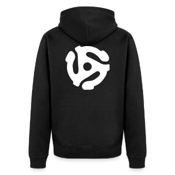 45 rpm vinyl adapter - Unisex Premium Organic Zip Hoodie - black - Back - Nico (187cm)