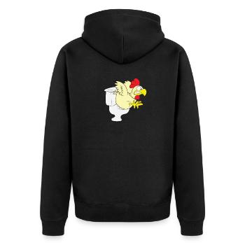 Chicken / cock on toilet - Unisex Premium Organic Zip Hoodie - black - Back - Nico (187cm)