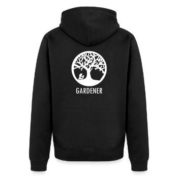 Gartenarbeit - Unisex Premium Bio Zip Hoodie - Schwarz - Hinten - Nico (187cm)