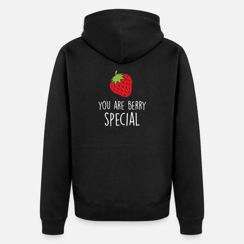 Erdbeeren - Unisex Premium Bio Zip Hoodie - Schwarz