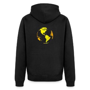 Globus Weltkarte - Unisex Premium Bio Zip Hoodie - Schwarz - Hinten - Nico (187cm)