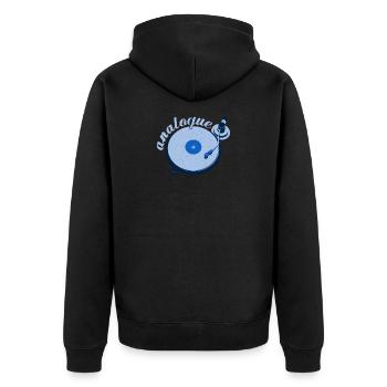 Record Player Shirt & Gift Idea - Unisex Premium Organic Zip Hoodie - black - Back - Nico (187cm)