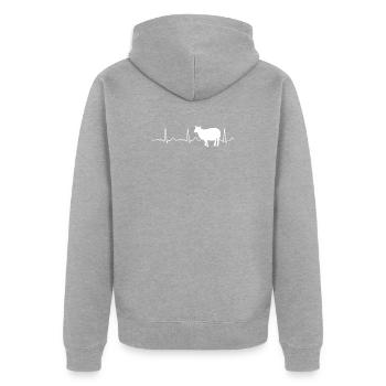 Schaf - Herzlinie - Herzfrequenz - Herzschlag - Unisex Premium Bio Zip Hoodie - Grau meliert - Hinten - Nico (187cm)