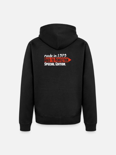 Born in 1979 - Unisex Premium Organic Zip Hoodie - black