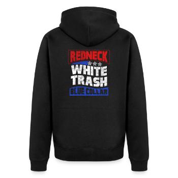 Redneck Trailer Park Gift I Caravan - Unisex Premium Organic Zip Hoodie - black - Back - Nico (187cm)