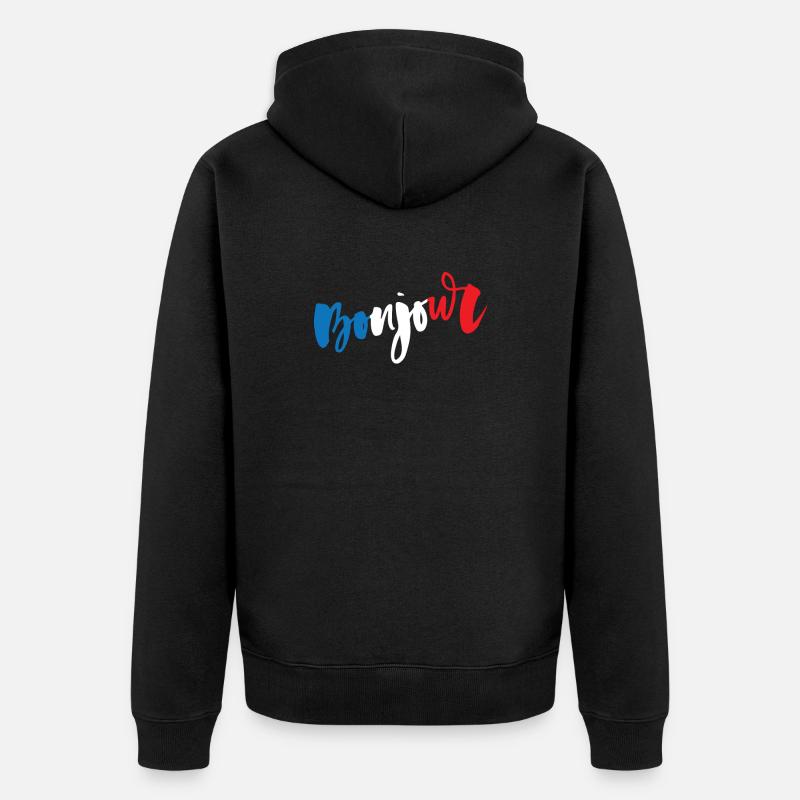 France - Drapeau - Bonjour - Veste à capuche bio Premium Unisexe - noir