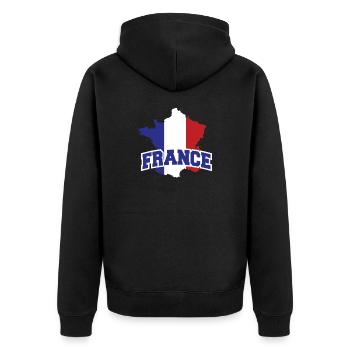 Frankreich - Fahne - Landesgrenze - France - Unisex Premium Bio Zip Hoodie - Schwarz - Hinten - Nico (187cm)