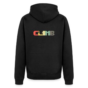 Retro Klettern Geschenk I Kletterpark Kletterer - Unisex Premium Bio Zip Hoodie - Schwarz - Hinten - Nico (187cm)