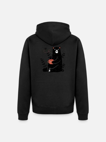 Sugar-sweet bear - Unisex Premium Organic Zip Hoodie - black