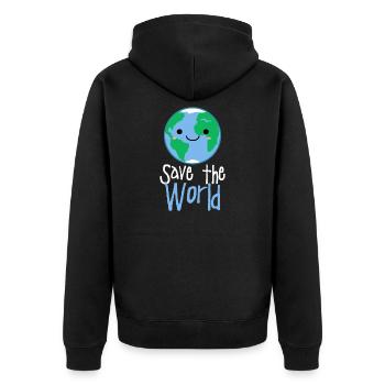 environmental Protection - Unisex Premium Organic Zip Hoodie - black - Back - Nico (187cm)