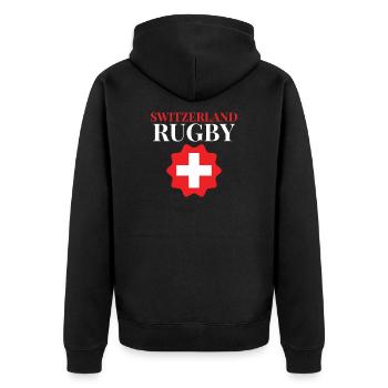 Maillot de rugby suisse - Veste à capuche bio Premium Unisexe - noir - Dos - Nico (187cm)
