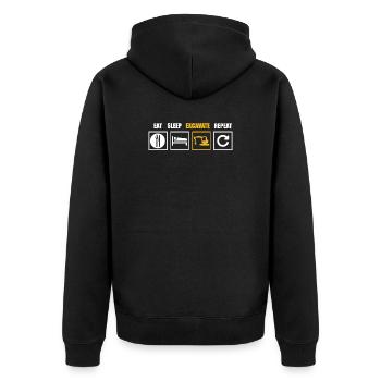 Baggern - Unisex Premium Bio Zip Hoodie - Schwarz - Hinten - Nico (187cm)