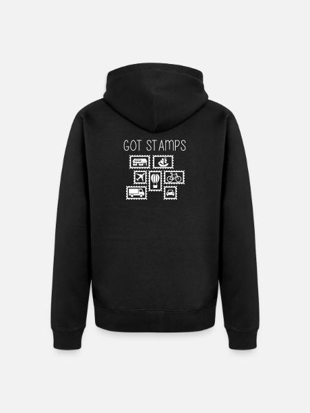 Stamps? - Unisex Premium Organic Zip Hoodie - black