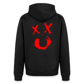 Halloween No.3 (Happy Smile) - rot / red - Unisex Premium Organic Zip Hoodie - black - Back - Nico (187cm)