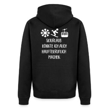 Skiurlaub - Unisex Premium Bio Zip Hoodie - Schwarz - Hinten - Nico (187cm)