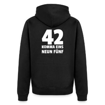 42 Comma One Nine Five - Unisex Premium Organic Zip Hoodie - black - Back - Nico (187cm)