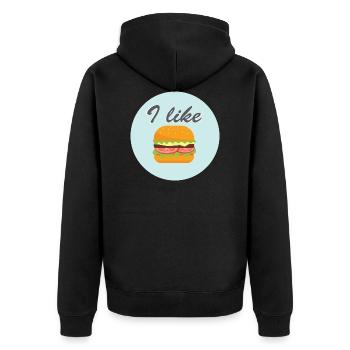 I like Burgers Diner Food - Unisex Premium Organic Zip Hoodie - black - Back - Nico (187cm)