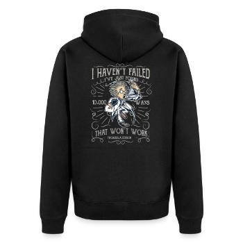 Verrueckter Wissenschaftler mad scientist - Unisex Premium Bio Zip Hoodie - Schwarz - Hinten - Nico (187cm)