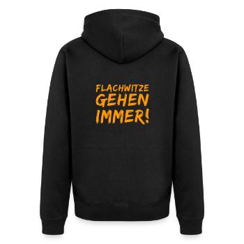 mein Humor - Unisex Premium Bio Zip Hoodie - Schwarz - Hinten - Nico (187cm)