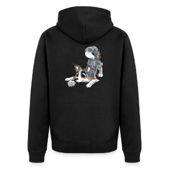 Die süßeste Grenze - Unisex Premium Bio Zip Hoodie - Schwarz - Hinten - Nico (187cm)