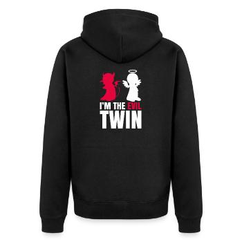 Gemini Gift - Unisex Premium Organic Zip Hoodie - black - Back - Nico (187cm)