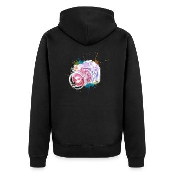 Fotograf Geschenk I Fotografie Kamera - Unisex Premium Bio Zip Hoodie - Schwarz - Hinten - Nico (187cm)