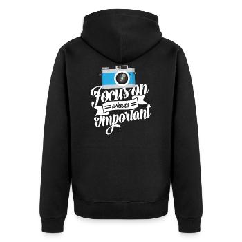 Fotograf Geschenk I Fotografie Kamera - Unisex Premium Bio Zip Hoodie - Schwarz - Hinten - Nico (187cm)