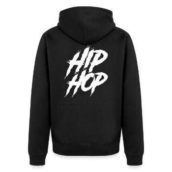 Hip hop musik - Unisex Premium Bio Zip Hoodie - Schwarz - Hinten - Nico (187cm)