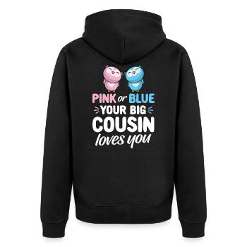 Rose ou bleu votre grand cousin vous aime - hiboux - Veste à capuche bio Premium Unisexe - noir - Dos - Nico (187cm)