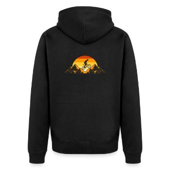 Mountainbike Geschenk I Fahrrad Mountain Bike MTB - Unisex Premium Bio Zip Hoodie - Schwarz - Hinten - Nico (187cm)
