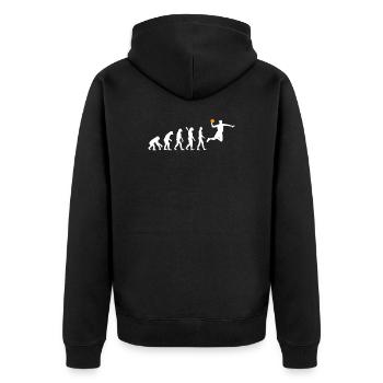 Basketball - Evolution des Menschen / Darwin - Unisex Premium Bio Zip Hoodie - Schwarz - Hinten - Nico (187cm)