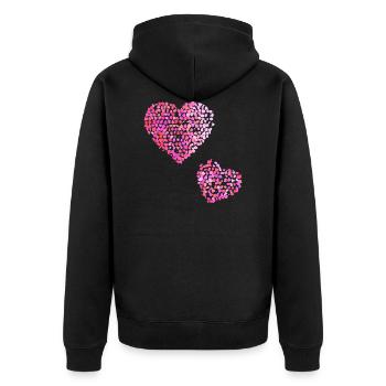 Two pink hearts - Unisex Premium Organic Zip Hoodie - black - Back - Nico (187cm)