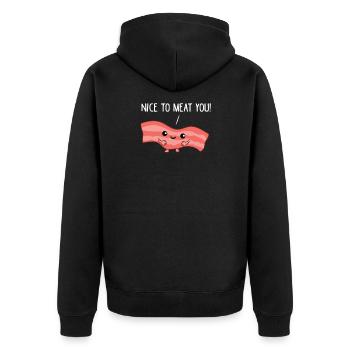 Viande - Bacon, agréable de vous viande - Veste à capuche bio Premium Unisexe - noir - Dos - Nico (187cm)